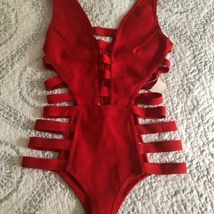 red fashion nova bathing suit